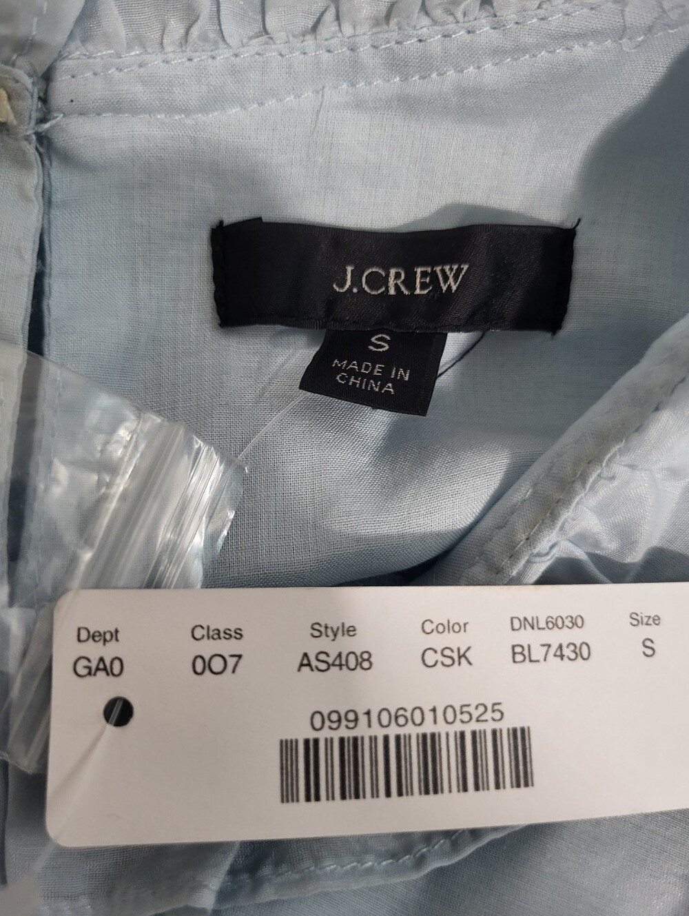 J Crew Flutter Sleeve Light Blue Top Blouse Cotton Silk Voile Small NWT - Picture 3 of 5
